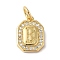 Real 18K Gold Plated Brass Micro Pave Clear Cubic Zirconia Pendants, with Jump Ring, Long-Lasting Plated, Lead Free & Cadmium Free, Letter Charms, Letter E, 12x8.5x2mm, Hole: 3mm