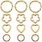 120Pcs 4 Styles Tibetan Style Alloy Bead Frames, Mixed Shapes, Antique Golden, 11~21x11~21x2~3mm, Hole: 1~1.5mm, 30pcs/style