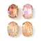 Brass Glass Rhinestone Sew on Rhinestones, Faceted, Oval, Mixed Color, Golden, 14x10x7mm, Hole: 1.2mm