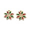 304 Stainless Steel Enamel Charms, Flower Charm, Real 14K Gold Plated, Ion Plating(IP), Colorful, 12x11.5x1mm, Hole: 1.1mm