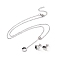 Feng Shui 304 Stainless Steel Jewelry Sets, Necklaces and Stud Earrings, with Rhinestone and Enamel, Yin Yang, Stainless Steel Color, 16.93 inch(43cm), 10x2mm, Pin: 0.8mm