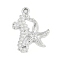 Alloy Pendants, Sea Horse & Starfish Charms, with Plastic Imitation Pearls, Platinum, 25x19.5x3mm, Hole: 2mm