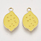 Light Gold Plated Alloy Charms, with Enamel, Lemon, Yellow, 20.5x12.5x2mm, Hole: 2mm