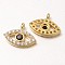Eye Brass Micro Pave Cubic Zirconia Charms, Golden, 8x11x2mm, Hole: 1mm