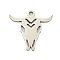 Non-Tarnish 201 Stainless Steel Pendants, Cattle Charm, Laser Cut, Stainless Steel Color, 16x16.5x1mm, Hole: 1.5mm