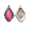 Zinc Alloy Pendants, with Resin, Imitation Turquoise, Horse Eye, Hot Pink, 23.5x14.5x5.5mm, Hole: 1.8mm