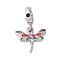 Rack Plating Alloy Rhinestone European Dangle Charms, Large Hole Dragonfly Pendants with Colorful Enamel, Cadmium Free & Nickel Free & Lead Free, Platinum, 25mm, Hole: 5mm