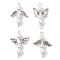 Shell Pearl Beaded Angel Connector Charms, with Alloy Wings, White, Antique Silver, 28.5~30x18~22.5x6mm, Hole: 2.2mm