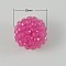 Transparent Style Chunky Round Resin Rhinestone Bubblegum Ball Beads, Camellia, 20x18mm, Hole: about 2.5mm