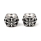 Brass Beads, Long-Lasting Plated, Lead Free & Cadmium Free, Column with Flower, Antique Silver, 11.5x11.5x7mm, Hole: 2mm