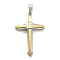 PVD Vacuum Plating 304 Stainless Steel Pendants, Cross Charm, Religion, Golden & Stainless Steel Color, 46.5x29x5mm, Hole: 8.8x4mm