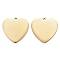 304 Stainless Steel Pendants, Manual Polishing, Blank Stamping Tags, Heart, Golden, 20x20x1.8mm, Hole: 2.2mm