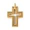 304 Stainless Steel Pendants, Ion Plating(IP), Cross Charm, Golden, 37x24x3.5mm, Hole: 2x4.5mm
