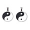 Non-Tarnish 304 Stainless Steel Pendants, with Stainless Steel Snap On Bails, Flat Round, Stainless Steel Color, 33x30x2mm, Hole: 5x9mm