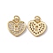 Brass Micro Pave Clear Cubic Zirconia Pendants, with Jump Ring, Cadmium Free & Nickel Free & Lead Free, Rack Plating, Heart Lock, Real 18K Gold Plated, 13x12.5x3mm, Hole: 2mm