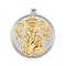 304 Stainless Steel Pendants, Ion Plating(IP), Flat Round with Our Lady Of Perpetual Help, Golden & Stainless Steel Color, 31x27x4mm, Hole: 1.6mm