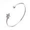 Tarnish Resistant 304 Stainless Steel Cuff Bangle Making, with 201 Stainless Steel Beads, Star, Stainless Steel Color, 2-1/4 inch(58mm)