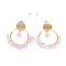 Brass Dangle Stud Earrings, with Chip Natural Rose Quartz Beads, Brass & Plastic Earring Backs, 46.5mm, Pin: 0.7mm