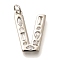 Brass Micro Pave Clear Cubic Zirconia Pendants, with Jump Ring, Lead Free and Cadmium Free, Long-Lasting Plated, Rack Plating, Letter Charms, Platinum, Letter V, 20x15x2.7mm, jump ring: 5x1mm, 3mm inner diameter.