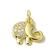 Real 18K Gold Plated Brass Pave Cubic Zirconia Pendants, Cadmium Free & Nickel Free & Lead Free, with Jump Rings, Elephant, Clear, 11.5x12.5x2mm, Hole: 3mm
