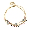 Boho 304 Stainless Steel Enamel Anklets, Double Layer Anklets, with Resin Links, Flat Round, Evil Eye, 7-7/8~8-1/4 inch(20~21cm)