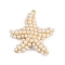 Starfish Brass ABS Imitation Pearl Pendants, Rack Plating, Long-Lasting Plated, Cadmium Free & Lead Free, Real 18K Gold Plated, 33x32x7mm, Hole: 1.5mm