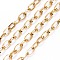 Ion Plating(IP) 304 Stainless Steel Cable Chains, Unwelded, with Spool, Flat Oval, Golden, 7x4x0.8mm, about 32.8 Feet(10m)/roll