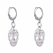 Tarnish Resistant 304 Stainless Steel Leverback Earrings, with 201 Stainless Steel Pendants, Skull, Stainless Steel Color, 34mm, Pin: 0.6x0.8mm