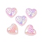 UV Plating Acrylic Cabochons, Iridescent, Heart, Pink, 11.5~12x12~12.5x4mm