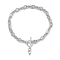 Brass Mariner Link Chain Bracelet Making, for Half Drilled Beads, Platinum, 7-1/4~8-1/8 inch(18.5~20.5cm), Pin: 1mm