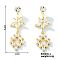 Cute Hollow Out Flower Stud Earrings with Rhinestones, Golden, 41x13mm