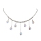 Glass Teardrop Charms Necklaces, 304 Stainless Steel Ball Chain Necklaces for Women, Stainless Steel Color, 13.98 inch(35.5cm)