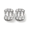 Brass Micro Pave Cubic Zirconia Multi-strand Links, Cadmium Free & Nickel Free & Lead Free, with Glass, Rectangle Connector, Real Platinum Plated, 10x8x4.5mm, Hole: 2x1mm & 1.5x0.6mm