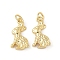 Brass Pendants, Rabbit Charms, with Jump Ring, Long-Lasting Plated, Lead Free & Cadmium Free, Real 18K Gold Plated, 14x9.5x3mm, Hole: 2.5mm