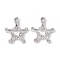 Alloy Crystal Rhinestone Pendants, Star Charm, Platinum, 19x17x3mm, Hole: 2mm