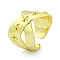 Brass Open Cuff Ring, Cadmium Free & Nickel Free & Lead Free, Criss Cross Finger Ring, Real 18K Gold Plated, Inner Diameter: 18mm