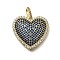 Brass Micro Pave Cubic Zirconia Pendants, Heart Charms, Cadmium Free & Lead Free, Rack Plating, Long-Lasting Plated, Marine Blue, 23.5x25x5mm, Hole: 5.5x3.5mm