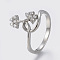 304 Stainless Steel Finger Rings, with Cubic Zirconia, Stainless Steel Color, Size 8, 18mm