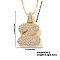 Elegant Brass Micro Pave Clear Cubic Zirconia 3D Initial Necklaces, Perfect Gift for Her, Golden, Letter Z, 15.75 inch(40cm)