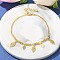 Brass Charm Bracelets, Curb Chains Bracelets for Women, Leaf, Real 18K Gold Plated, 6-3/4 inch(17.3cm)