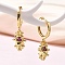 Brass Cubic Zirconia Hoop Earrings, Lead Free & Cadmium Free, Real 18K Gold Plated, Pitaya, 27x9mm