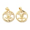 Brass Micro Pave Clear Cubic Zirconia Pendants, Cadmium Free & Lead Free, Ring with Butterfly & Heart Charms, Real 16K Gold Plated, 23x20.5x3.5mm, Hole: 5x4mm