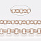 Iron Rolo Chains, Double Link Chains, Unwelded, with Spool, Rose Gold, Link: 4x0.6mm, about 164.04 Feet(50m)/roll