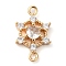 Brass Pave Clear Cubic Zirconia Connector Charms, Cadmium Free & Nickel Free & Lead Free, Flower Links, Real 18K Gold Plated, 17x10x4mm, Hole: 1.2mm