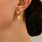 Fashionable Clover Brass Hoop Earrings, Real 18K Gold Plated, 28x9mm