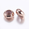 Brass Beads, with Rubber Inside, Slider Beads, Rondelle, Rose Gold, 10x4mm, Hole: 2mm