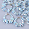 Glass Beads Pendants, with Paillette and Golden Plated Brass Wires, Garland, Light Sky Blue, 39.5x38x14mm, Hole: 3mm, Ring: 4.5x1.5mm
