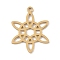 304 Stainless Steel Pendants, Laser Cut, Flower Charm, Golden, 23x18x1mm, Hole: 1mm