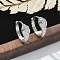 Brass Clear Cubic Zirconia Hoop Earrings, Snake, Platinum, 15x15x6mm