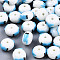 Handmade Bumpy Lampwork Beads, Abacus with Goldfish, Light Sky Blue, 14~15x12~13x8~9mm, Hole: 2mm